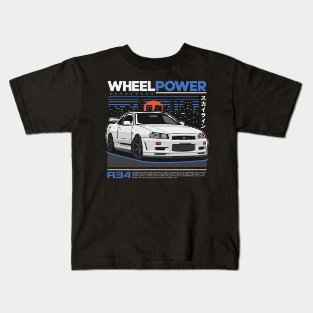 Skyline GTR R34 Kids T-Shirt by squealtires